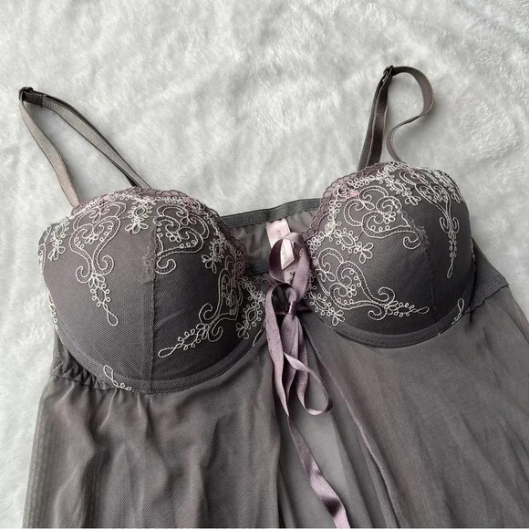 Inner Secrets Dusty Grey Purple Front Closure Slip - Picture 4 of 6